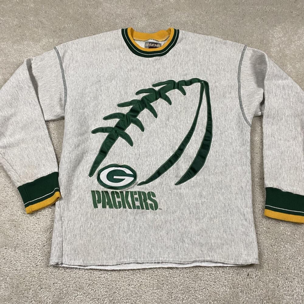VTG Green Bay Packers Sweatshirt Mens M Gray NFL Football Legends Athletic 90s
